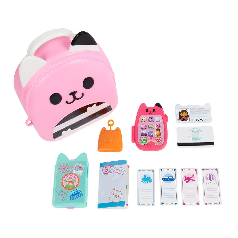 Gabby's Dollhouse, Gabby Girl On-The-Go Travel Set, Pretend Play Travel Toys, Toy Passport, Toy Phone and Compass Charm