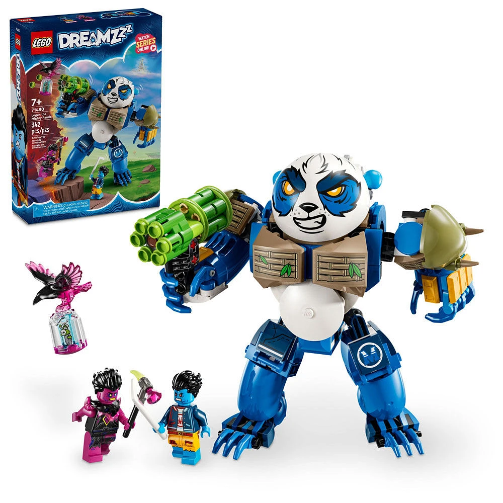 LEGO DREAMZzz Logan the Mighty Panda Animal Toy, Fantasy Gift for Kids' with 2 Minifigures, 71480