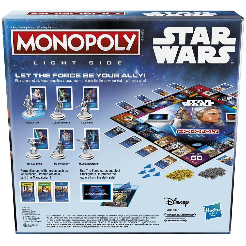 Monopoly : édition Star Wars Light Side, jeu de plateau Star Wars de Jedi, jeux pour la famille, pour 2 à 6 joueurs