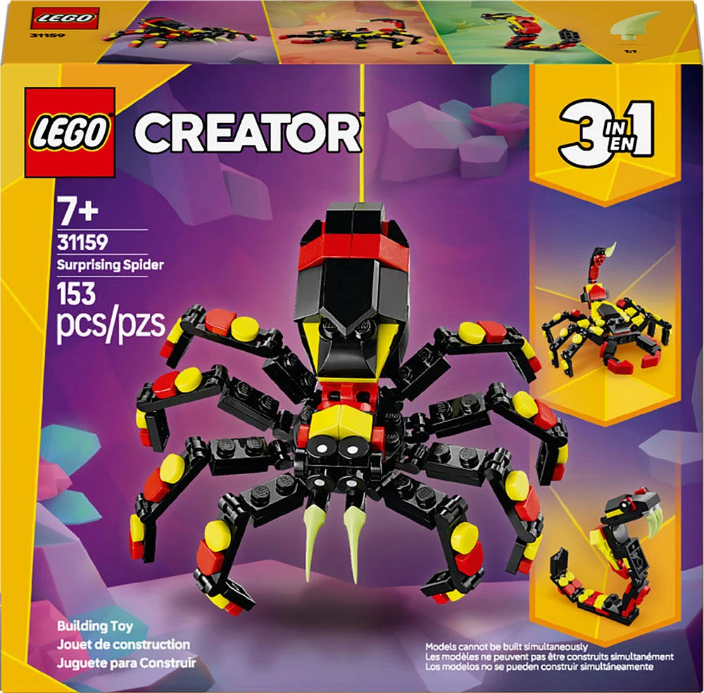 LEGO Creator 3 in 1 Wild Animals Surprising Spider Building Toy - with 3 Build Options, Spider, Scorpion, or Snake - 31159