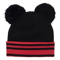 Disney Chapeau À Rebord Mickey Mouse De Disney Avec 2 «Oreilles» En Pompons Et Visage De Mickey À L'Avant Noir, Rouge