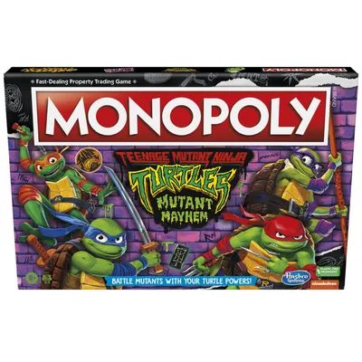 Monopoly Teenage Mutant Ninja Turtles: Mutant Mayhem Edition Board Game for Kids, Kids Board Games for 2-4 Players