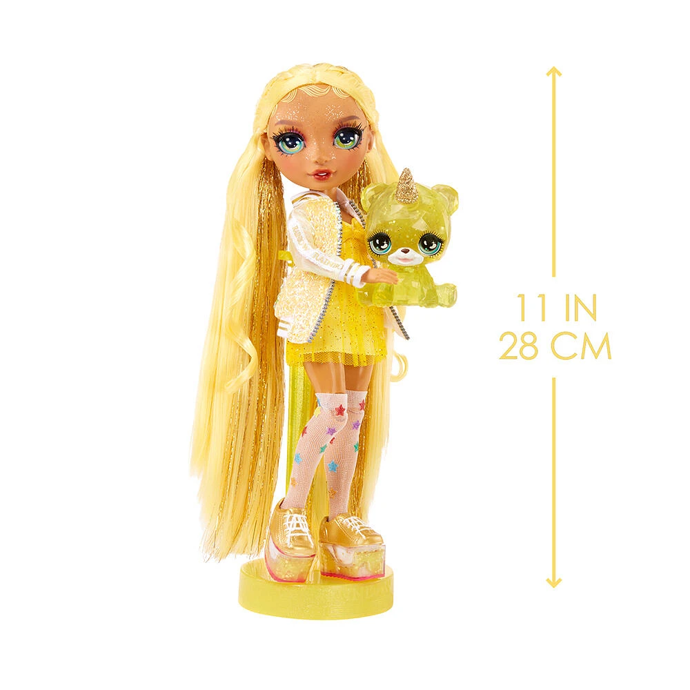 Rainbow High Sunny (jaune) avec nécessaire à gelée et animal - poupée scintillante jaune de 11 po (28 cm)