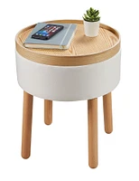 Kvell Storage Stilt Side Table/Cream