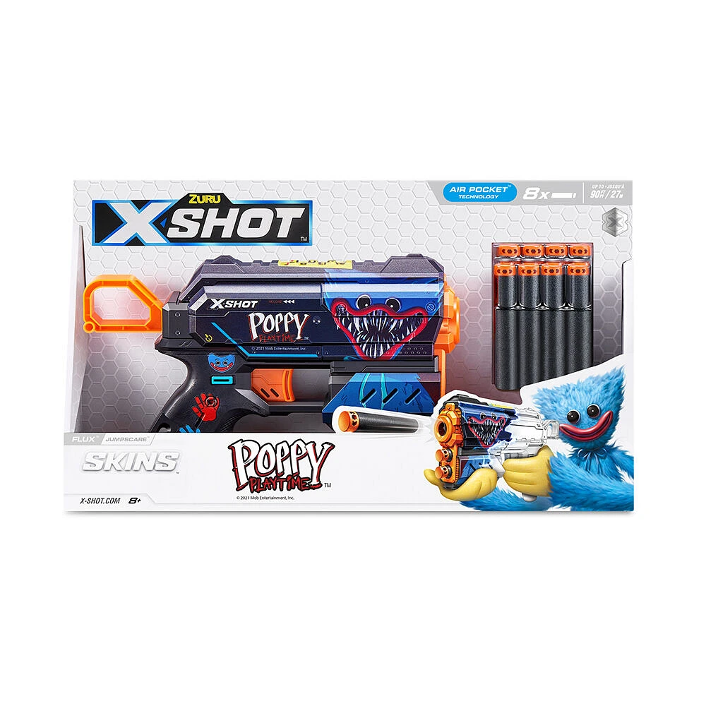 X-Shot Skins Flux Blaster - Poppy Playtime Skin (8 Darts) by ZURU