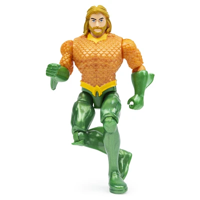 DC Comics, Figurine articulée Aquaman de 10 cm avec 3 accessoires mystère