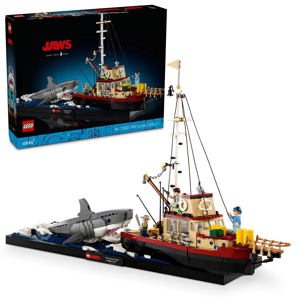 LEGO Ideas Jaws Building Set, Shark Toy, Diorama Kit for Adults, Includes the Orca Boat, 21350