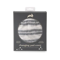 Red Rover - Cotton Muslin Changing Pad Cover - Grey Double Stripe - R Exclusive