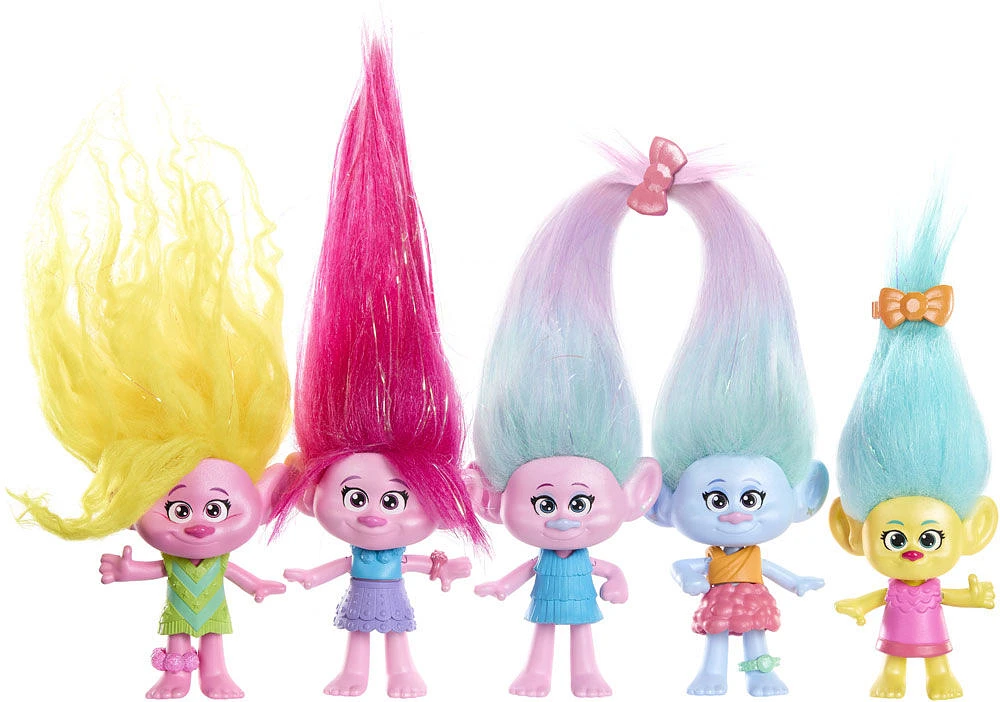 DreamWorks Trolls Band Together Shimmer Party Multipack with 5 Small Dolls and 2 Hair Accessories