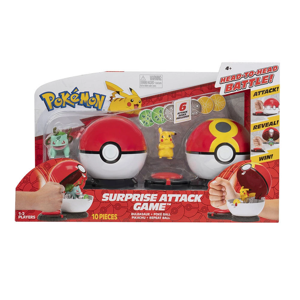 Pokémon Surprise Attack Poke Ball Battle Game W1 - Pikachu #2 w/ Quick Ball vs. Bulbasaur #3 w/ Poke Ball