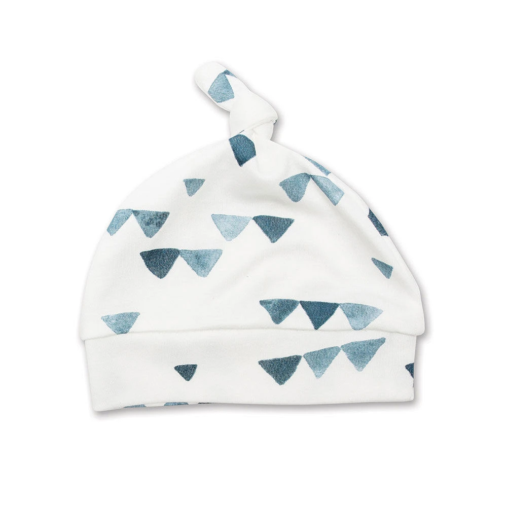 Lulujo Ensemble chapeau et couverture en bambou pour bébé nouveau-né Hello World <br>Triangle Bleu Marine