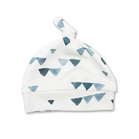 Lulujo Baby Hello World Newborn Bamboo Hat and Swaddle Blanket Set Navy Triangle