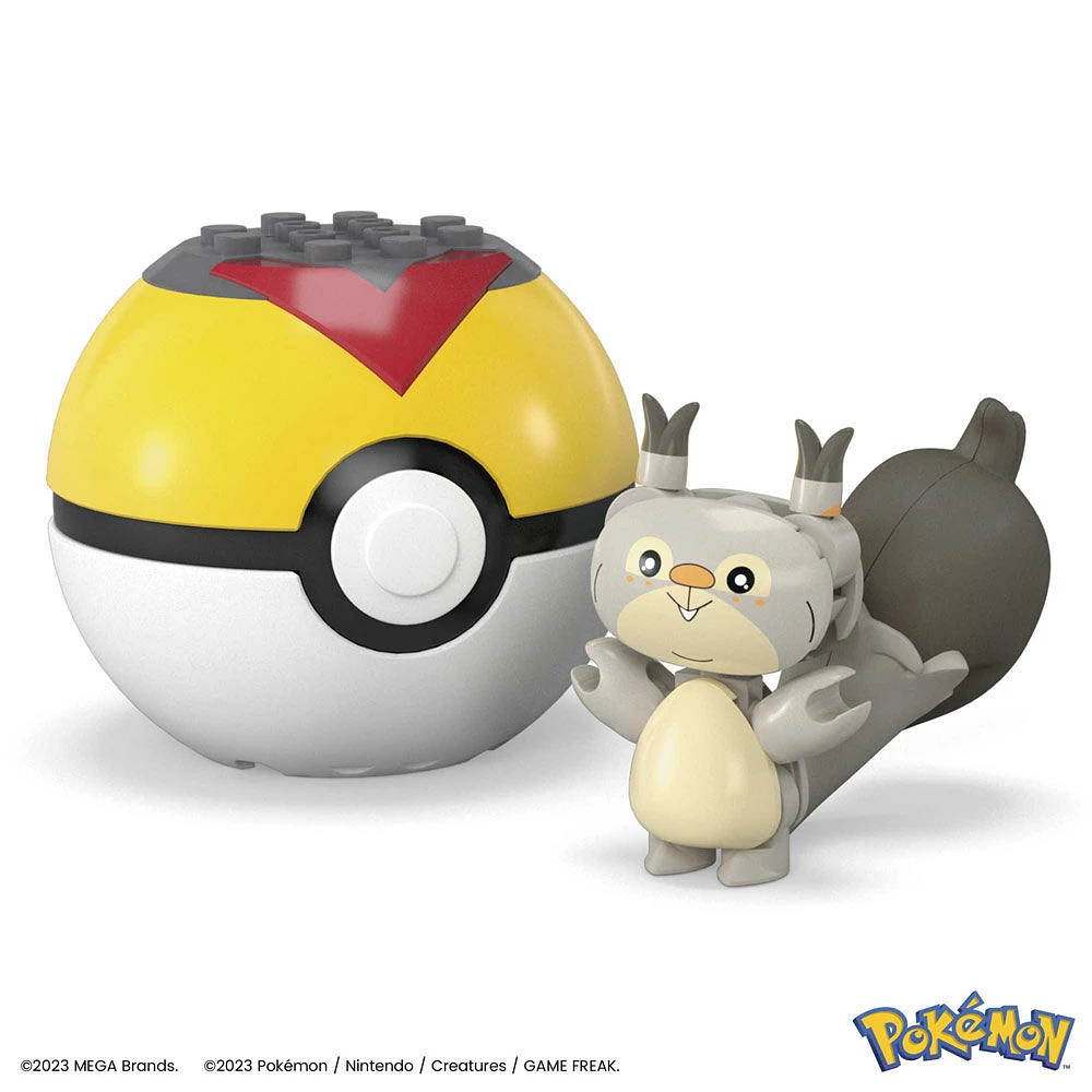 MEGA -Pokémon -Figurine articulée -Rongourmand, Pokéball (19 pièces)