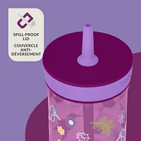 Contigo Kids Leighton Spill-Proof Tumbler with Straw, Grape Tulips, 14 oz