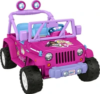 Power Wheels Barbie Jeep Wrangler Ride-On Toy with Music, Battery-Powered Preschool Toy