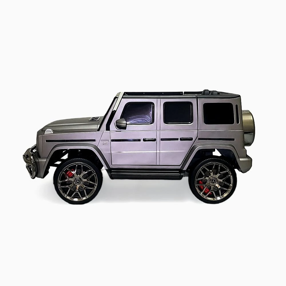 KIDSVIP Voiture 2 places à enfourcher Mercedes G Series 24V 4x4 Kids sous licence officielle avec roues en caoutchouc, musique, RC - gris mat