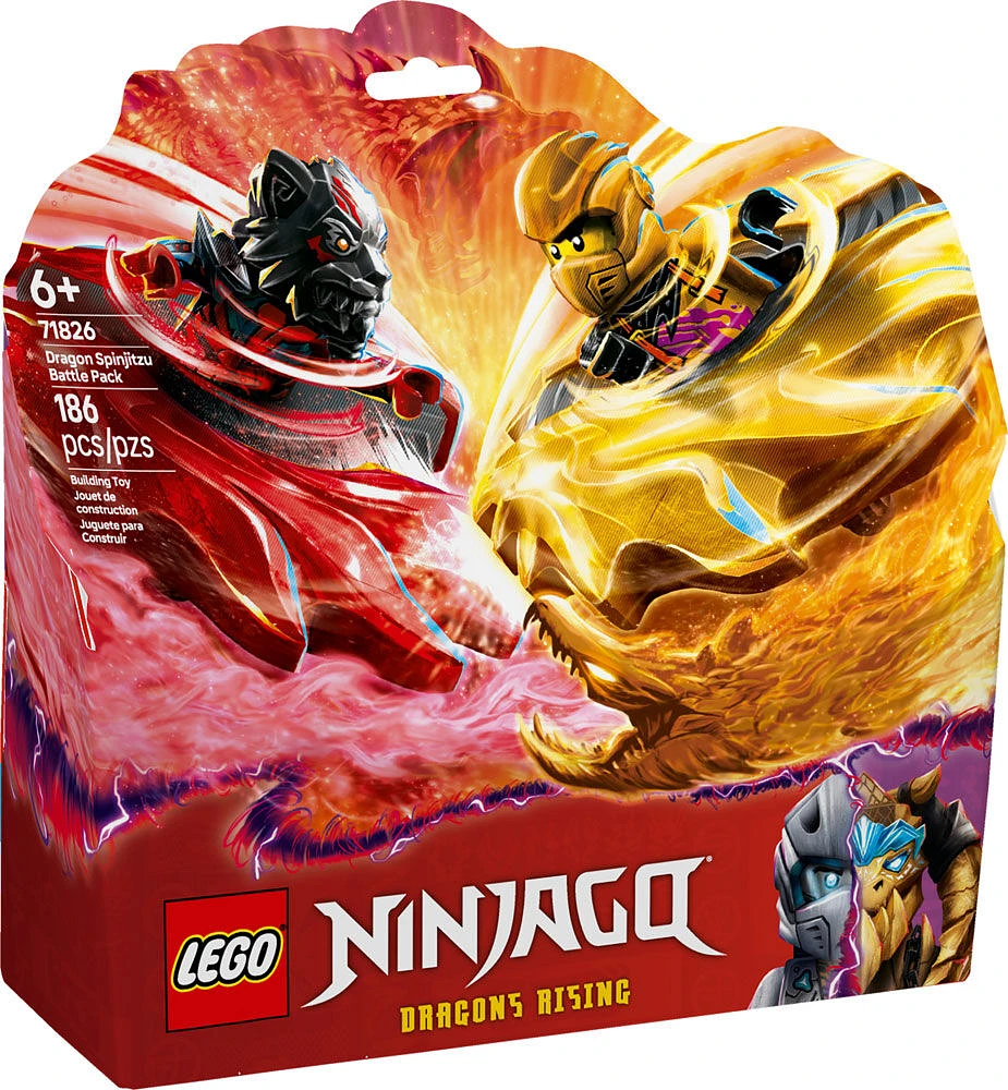 LEGO NINJAGO Ensemble de combat de Spinjitzu du dragon, jouet d'action, cadeau ninja avec 2 figurines 71826