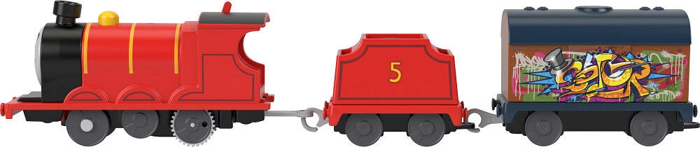 Thomas & Friends Graffiti James Motorized Toy Train Engine with Tender & Cargo Car for Kids