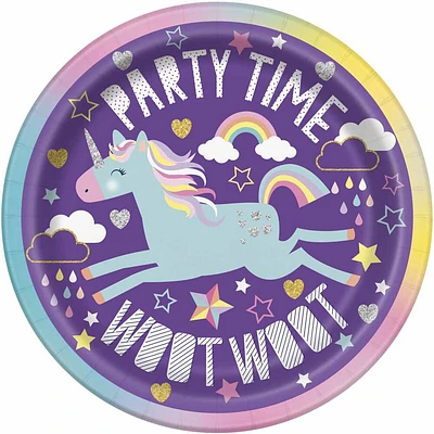 Unicorn  7"  Plates, 8 pieces - English Edition