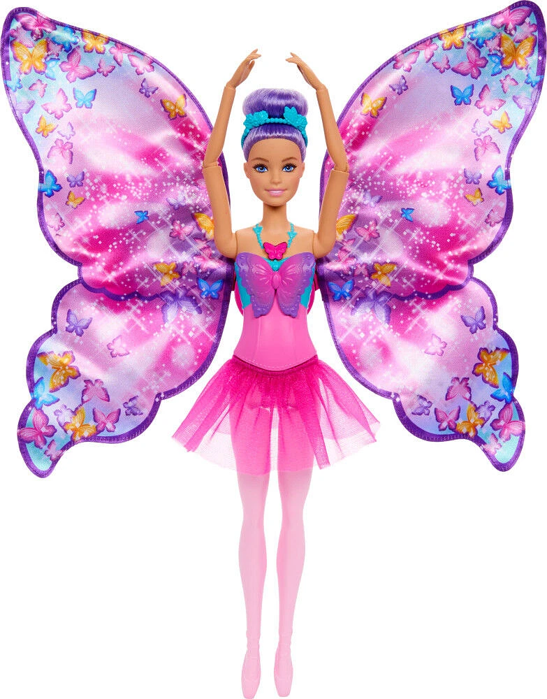 Barbie Dance and Flutter Doll with 2-in-1 Transformation from Dancer to Butterfly, Purple Hair