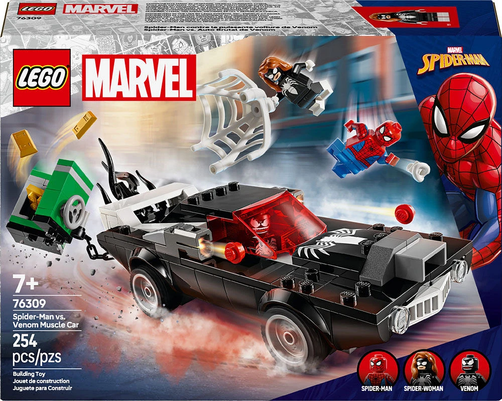 LEGO Marvel Spider-Man contre la puissante voiture de Venom, Jouet à construire, Ensemble de véhicule et figurines 76309