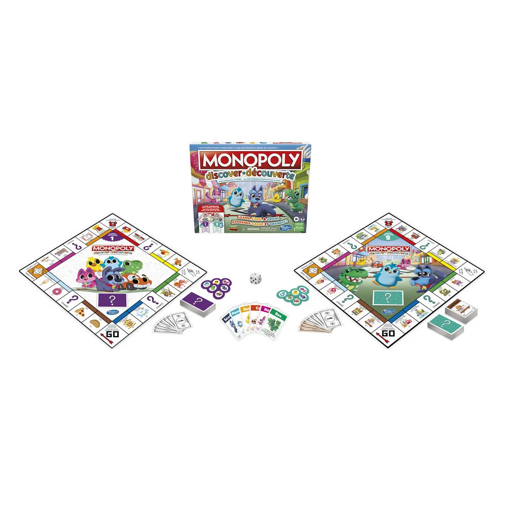 Monopoly Découverte, jeu de plateau, plateau réversible, 2 niveaux, outils pédagogiques