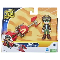 Star Wars Les Aventures des Petits Jedi figurine Nash Durango avec Speeder Bike, échelle 10 cm, jouets préscolaires Star Wars