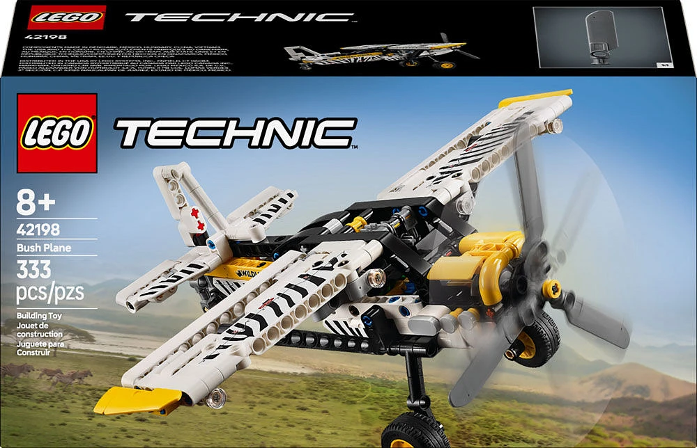 LEGO Technic Bush Plane Toy - Model Airplane Gift with Spinning Propeller, 4-Cylinder Piston Engine - 42198