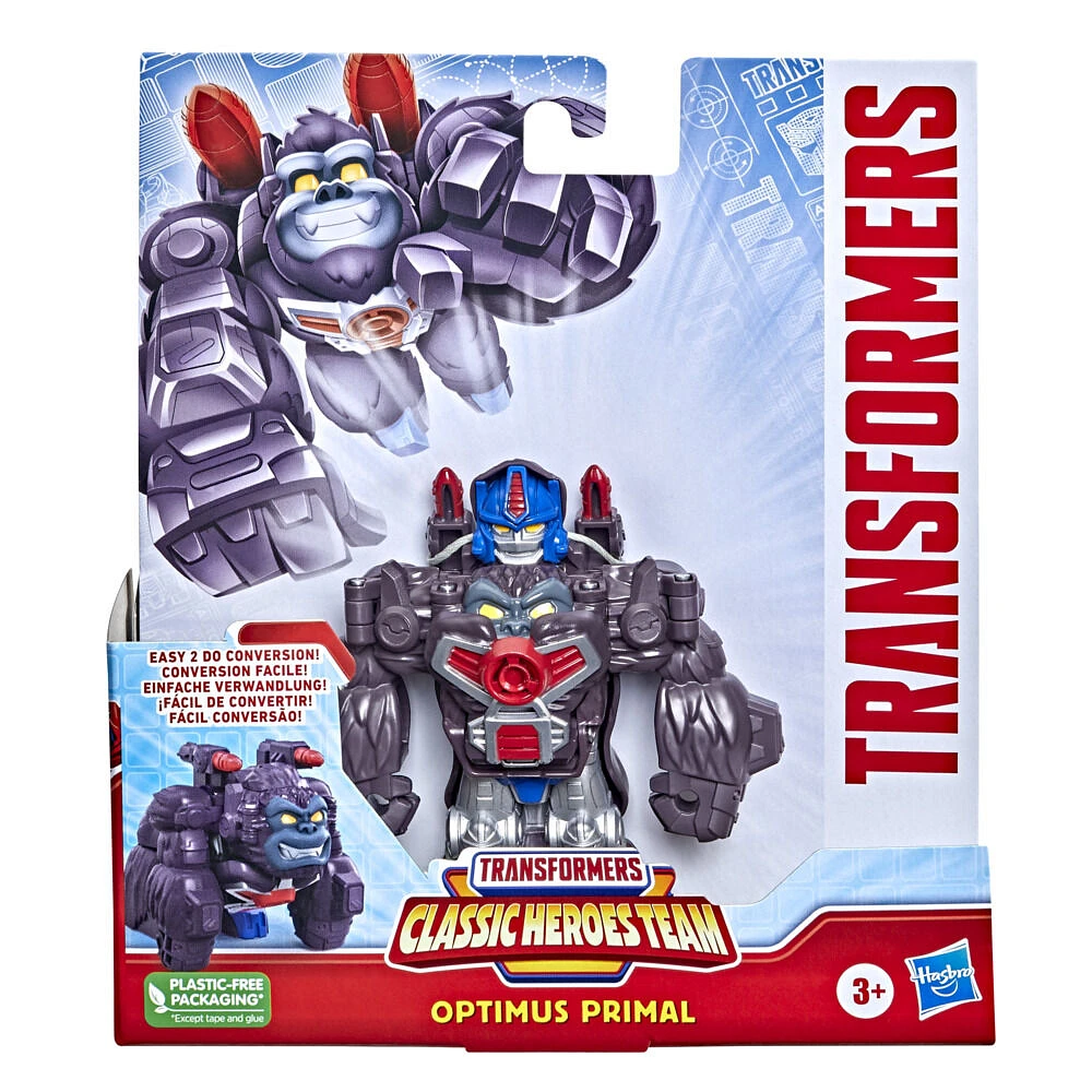 Transformers Classic Heroes Team Optimus Primal Converting Toy, 4.5-Inch Action Figure