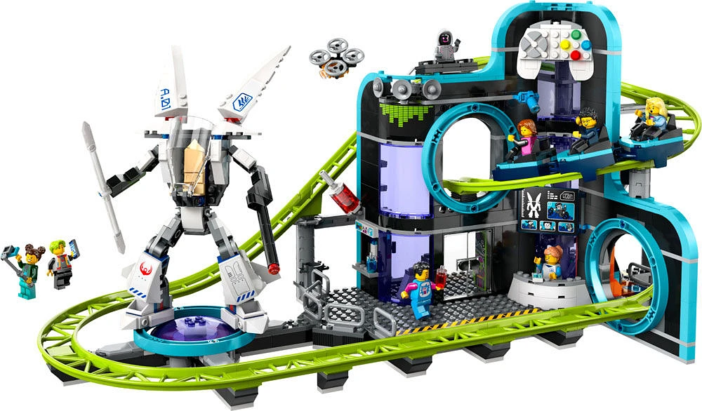 LEGO City Robot World Roller-Coaster Park Set, Building Toy with 8 Minifigures, Creative Gift for Kids, 60421