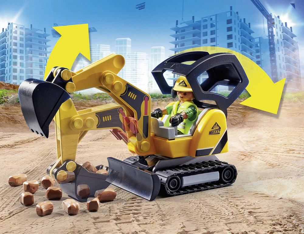 Mini Excavator With Building Section