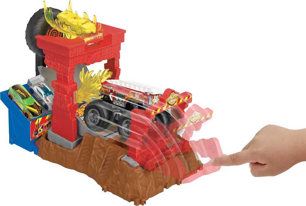 Hot Wheels-Coffret Monster Trucks Arena Smashers 5-Alarm Défi Incendie