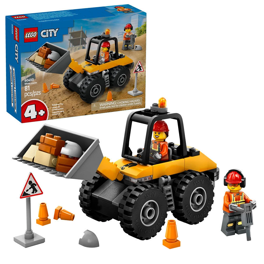 LEGO City Yellow Construction Wheel Loader Building Sensory Toy - Construction Toy for Toddlers - 60450