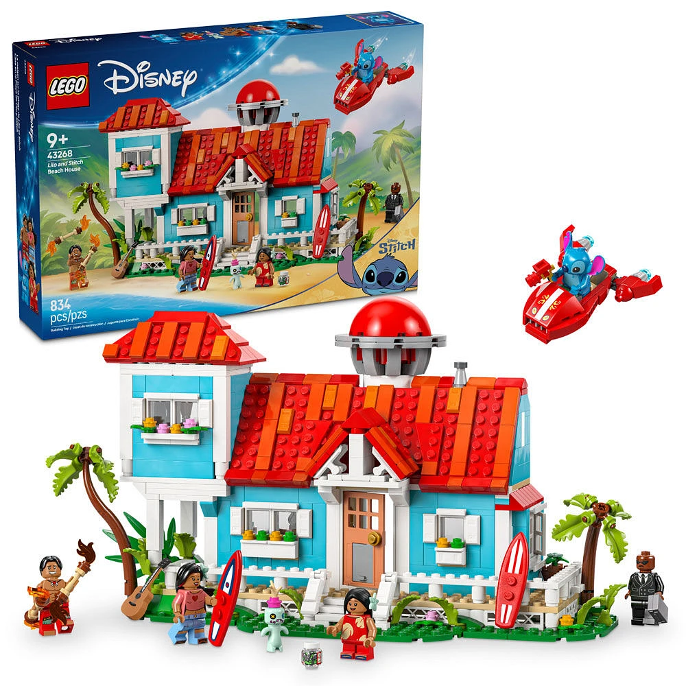 LEGO Disney Lilo and Stitch Beach House Building Toy - Playset for Kids - with 5 Minifigures - 43268