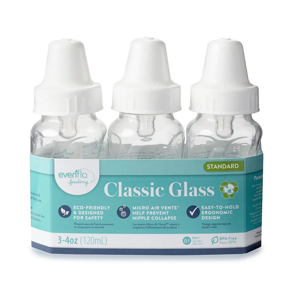 Classic Glass Baby Bottle (4oz, 3 Pack)