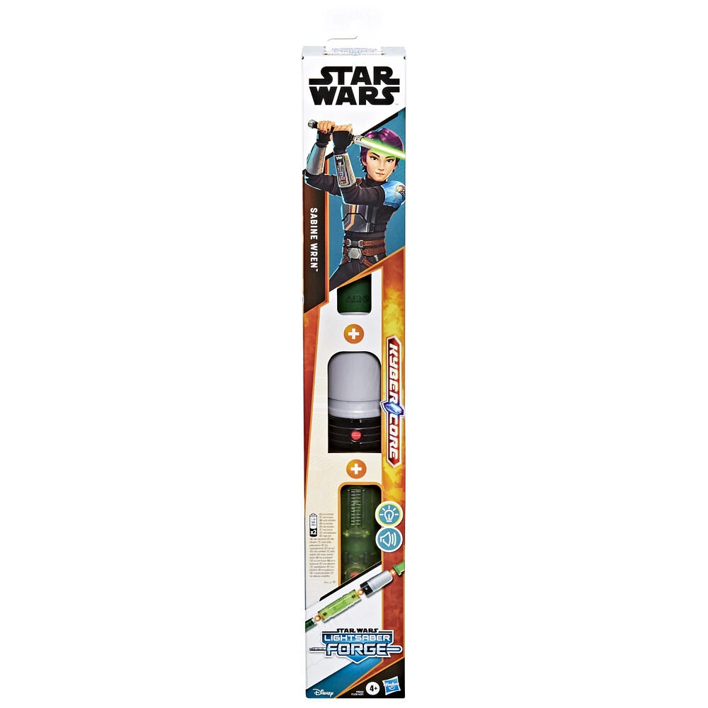 Star Wars Lightsaber Forge Kyber Core Sabine Wren, Green Customizable Electronic Lightsaber