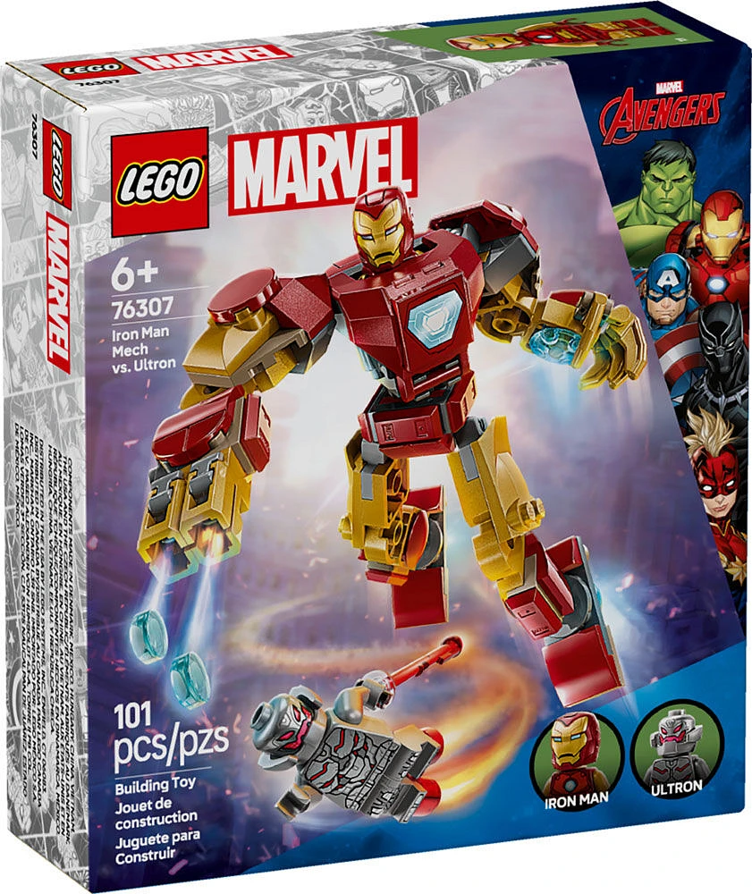 LEGO Marvel Le robot d'Iron Man contre Ultron, Jouet de figurines de superhéros à construire 76307