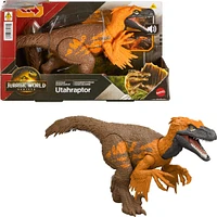 Jurassic World Rebirth Wild Roar Utahraptor Dinosaur Toy, Tail Controlled Attack Chomp & Sound