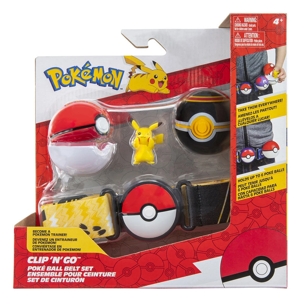 Pokémon - Ensemble de ceinture Clip ‘N Go pour ballon Poké - Poké Ball, Luxe Ball et Pikachu no 8