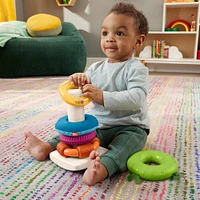  Fisher-Price - Sensory Rock-A-Stack Roly-Poly Stacking Toy with Fine Motor Activities for Babies - R Exclusive