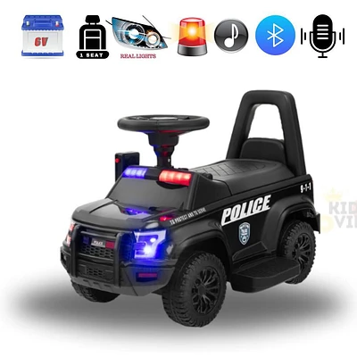 KIDSVIP Voiture électrique 3 en 1 pour tout-petits, édition Police, 6 V, voiture électrique à pousser