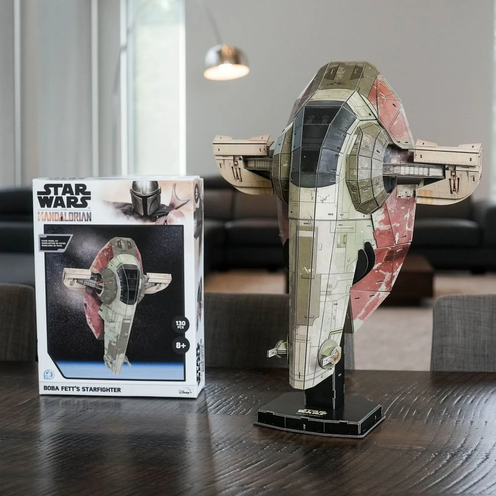 4D Build, Star Wars Mandalorian Boba Fett Starfighter, Maquette 3D en papier, 130 pièces