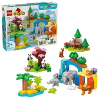 LEGO DUPLO Ma ville Familles d'animaux sauvages 3-en-1, Jouet d'apprentissage pour tout-petits avec 10 figurines d'animaux 10446