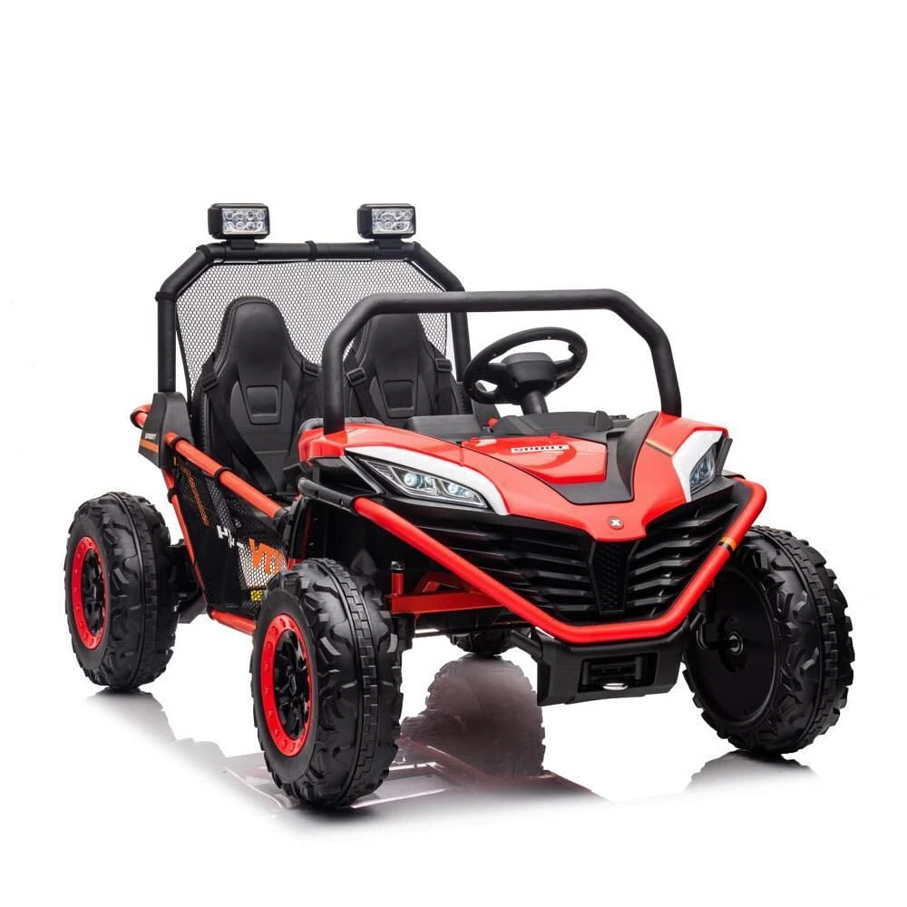 KIDSVIP UTV porteur 4X4 Dune Buggy 2 places 12 V sous licence pour enfants et tout-petits avec RC - Rouge