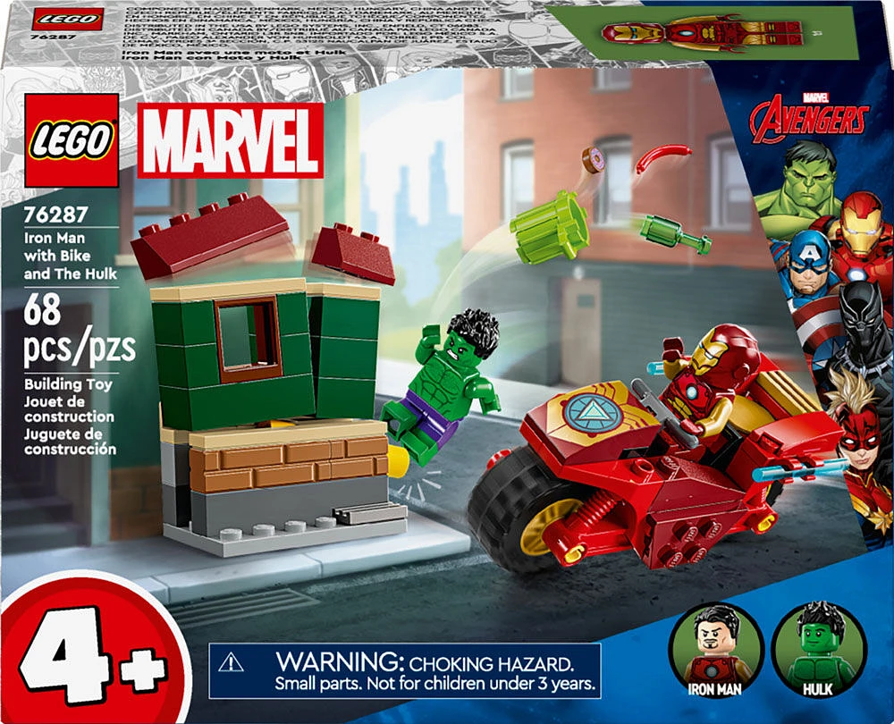 LEGO Marvel Iron Man avec une moto et Hulk Ensemble de jeu 76287