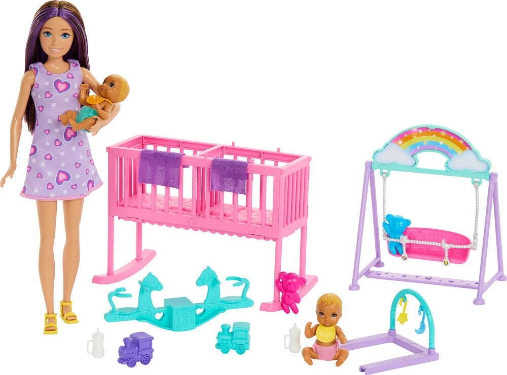 Barbie Skipper Babysitter Doll with Twin Nursery Playset & Accessories