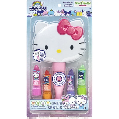 Baumes à Lèvres Hello Kitty en 4 Pièces avec Miroir Lumineux