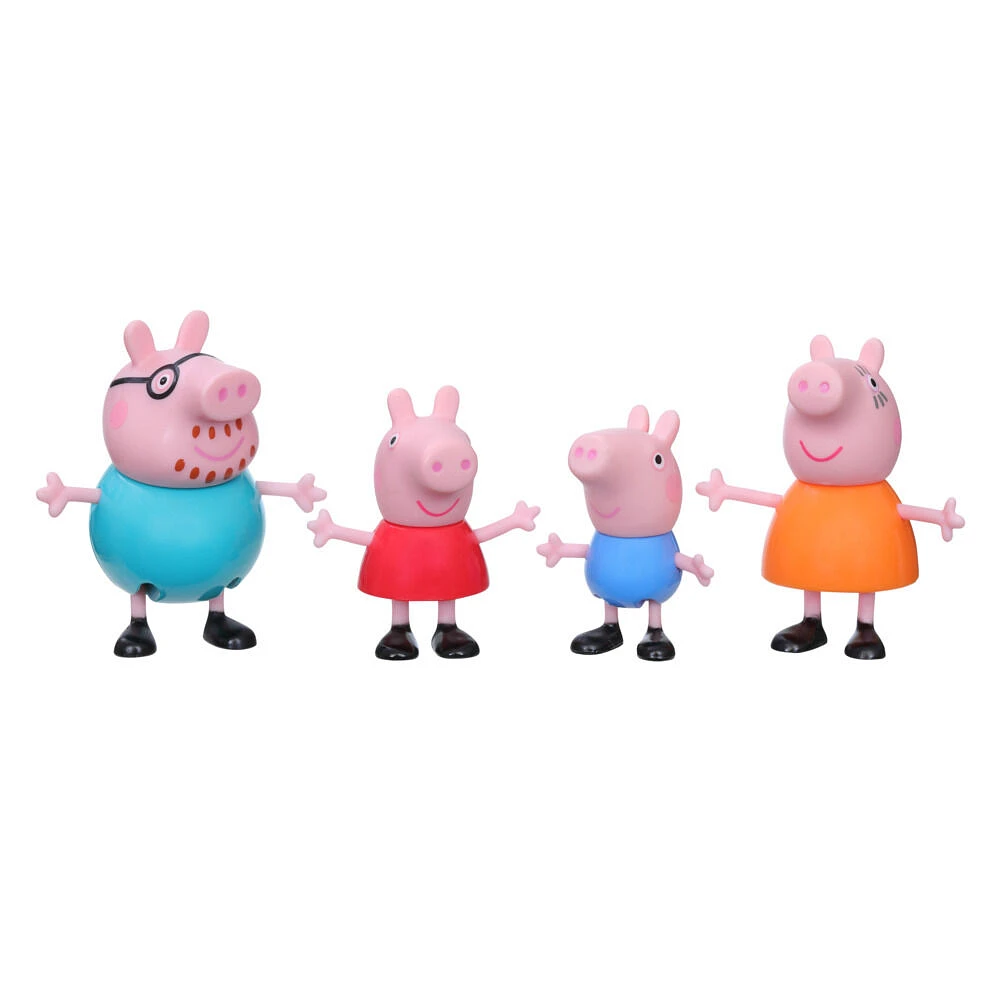 Peppa Pig, Peppa à l'aventure, Peppa et sa famille, jouet à 4 figurines de la famille Pig