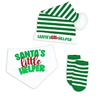 Baby Mode Santa's Little Helper Hat, Bib and Sock Set Elf