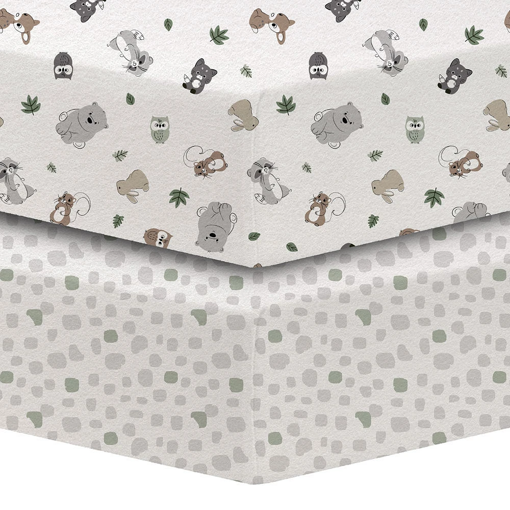 Lot de 2 draps en flanelle Koala Baby Woodland/Dots